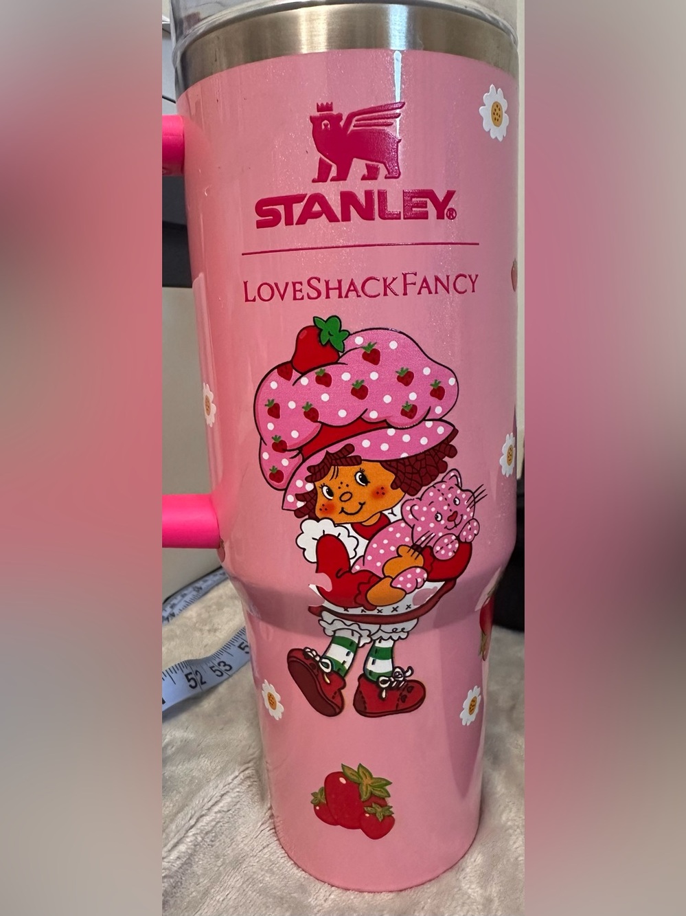 Pink Strawberry Shortcake 40 oz Insulated Tumbler Travel Cup No Straw